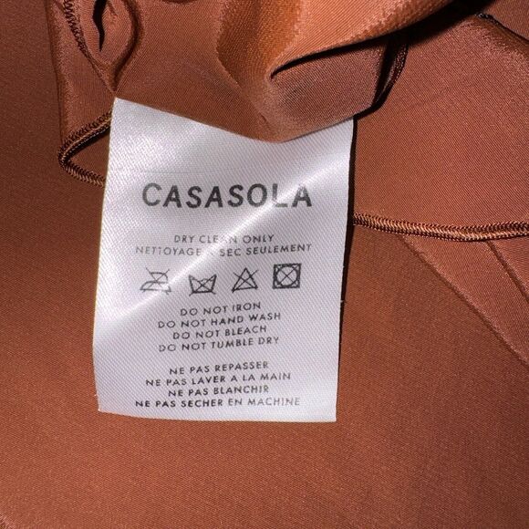 CASASOLA Brown Silk Blend Stretch Midi Full A-Line Skirt Women Sz 40 Small Italy - Picture 11 of 12